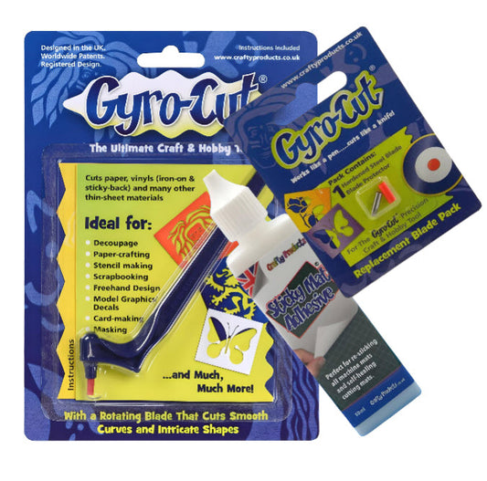 Gyro-Cut® Junior Starter Set - Cutting Tool, Replacement blade and Sticky Mat Adhesive