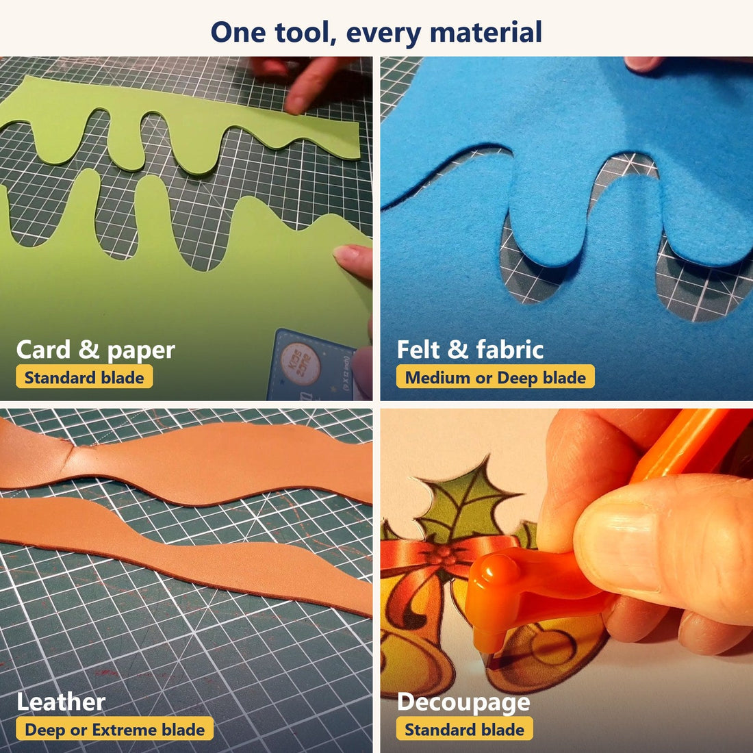 Real cuts with the Gyro-Cut PRO in card, felt, leather and decoupage