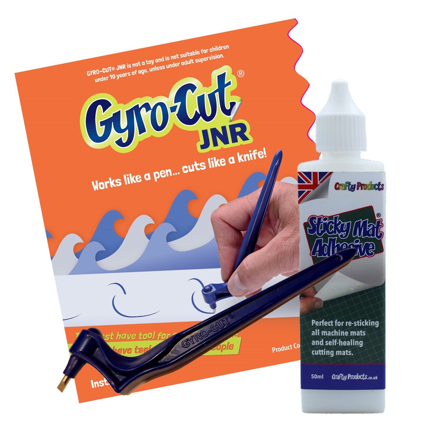 Gyro-Cut® Junior with Adhesive - Cutting Tool with Sticky Mat Adhesive