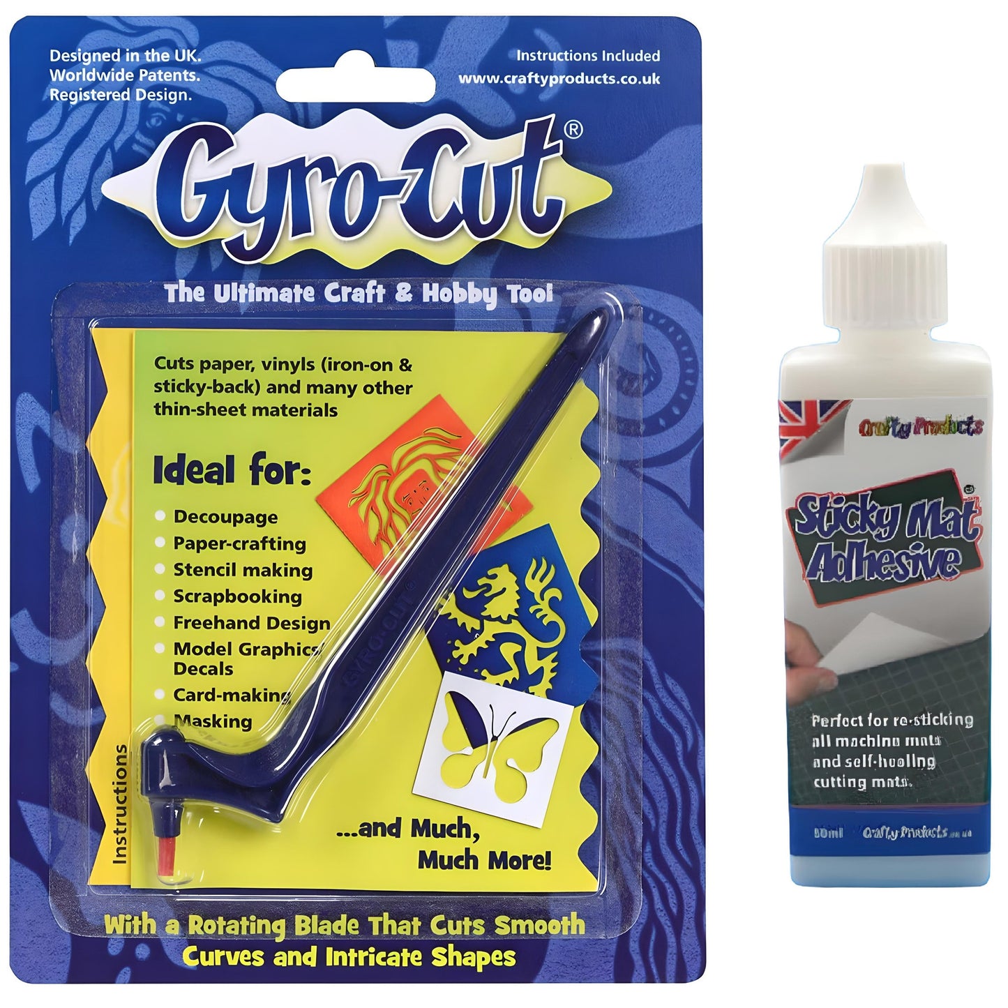 Gyro-Cut® Junior with Adhesive - Cutting Tool with Sticky Mat Adhesive