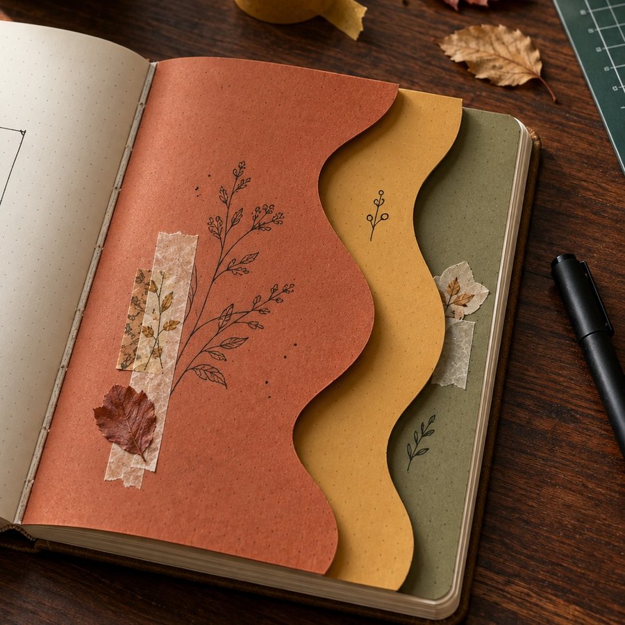 Curved Dutch door cut in a journal page with a Gyro-Cut