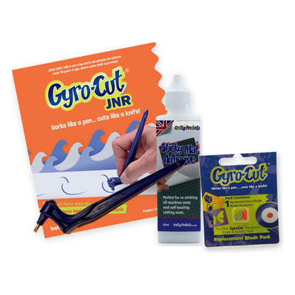 Ensemble de départ Gyro-Cut JNR : outil JNR, Sticky Mat Adhesive et une lame de rechange JNR