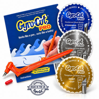 Trousse Gyro-Cut PRO authentique avec lames Standard, Medium Cut et Deep Cut, fabriquée au Royaume-Uni