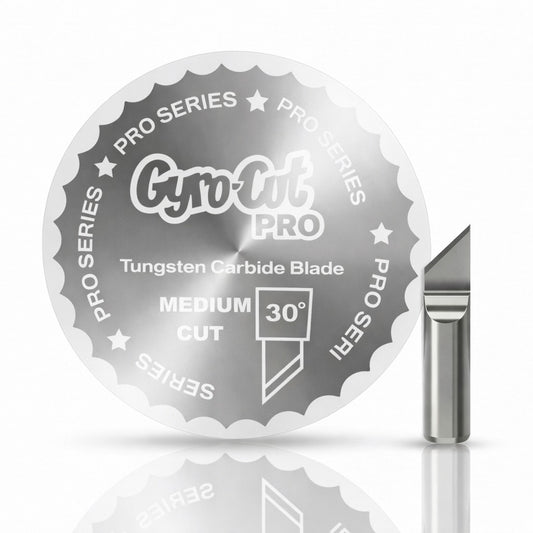 Gyro-Cut PRO Medium Cut 30° tungsten carbide blade with its silver PRO Series label