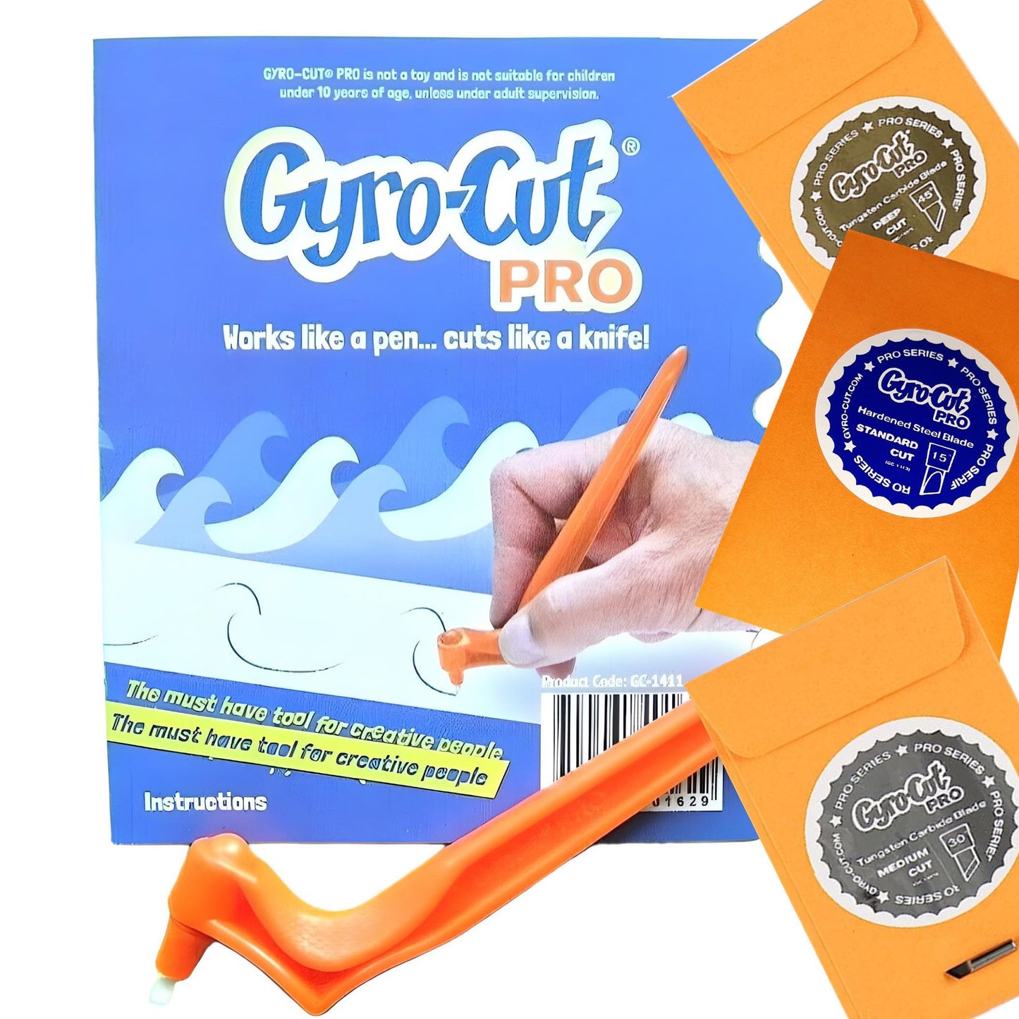 Gyro-Cut® PRO Kit Including 3 Blades - Standard, Medium and Deep Cut Blades