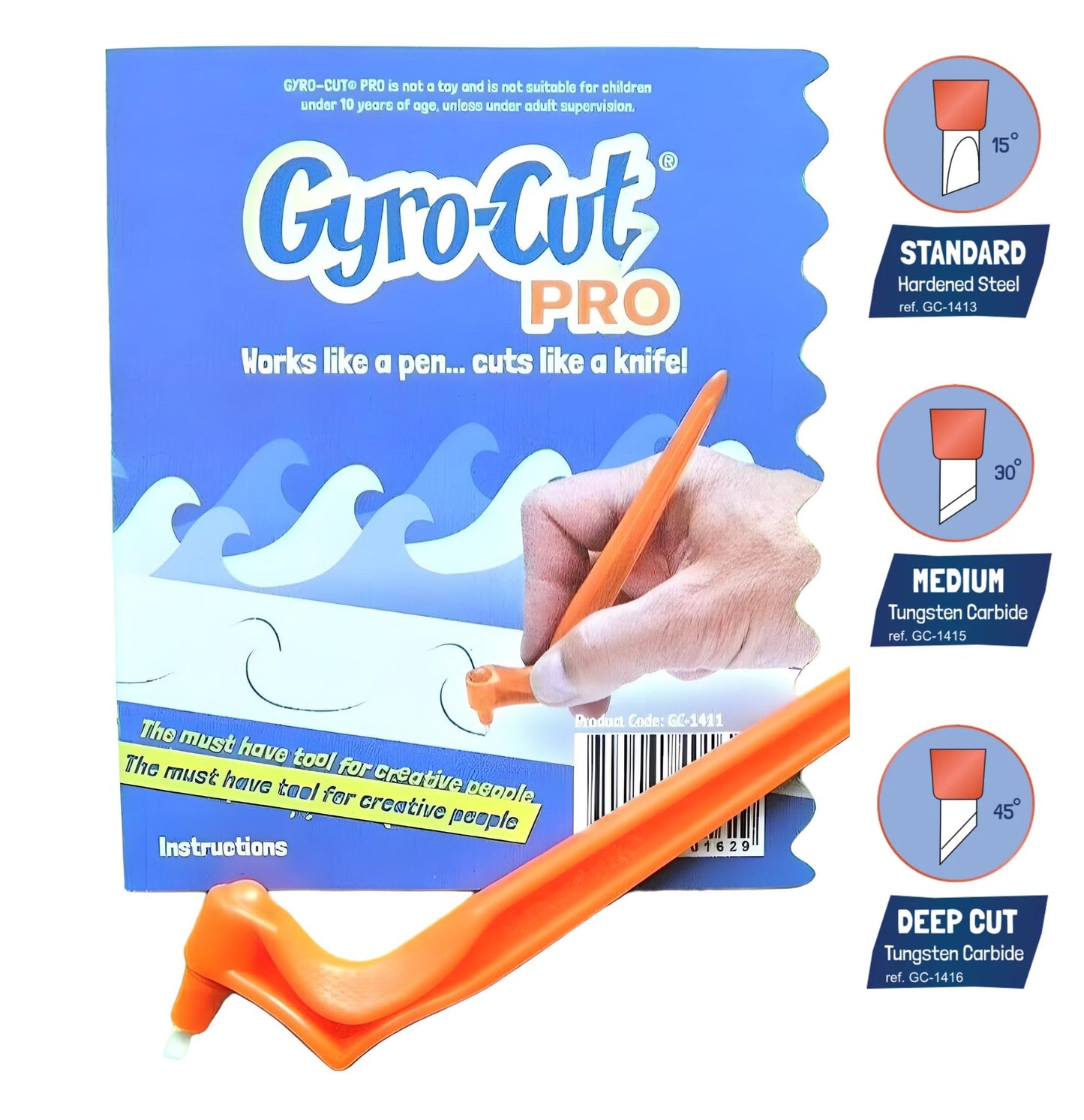 Gyro-Cut® PRO Kit Including 3 Blades - Standard, Medium and Deep Cut Blades